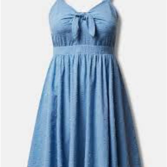 TORRID Mini Embroidered Challis Tie Front Skater Dress - Picture 4 of 5
